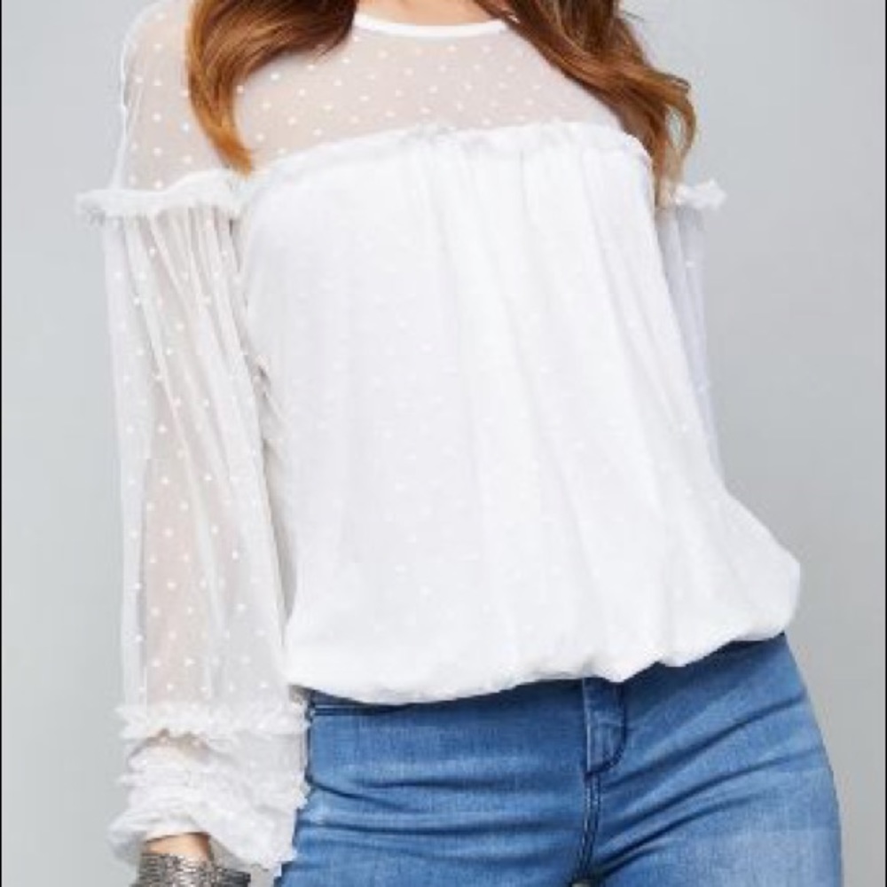 Bebe White Mesh top